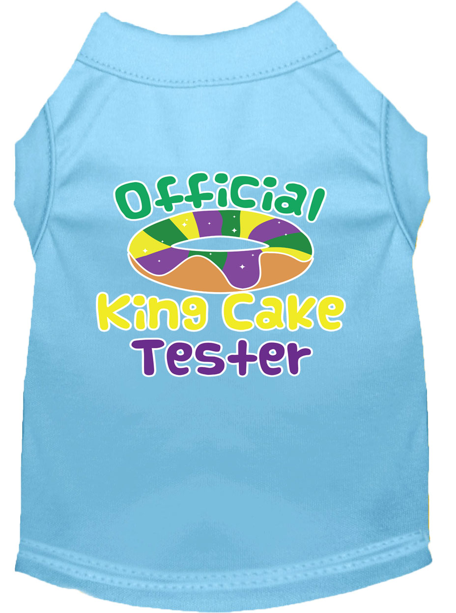 King Cake Taster Screen Print Mardi Gras Dog Shirt Baby Blue XL